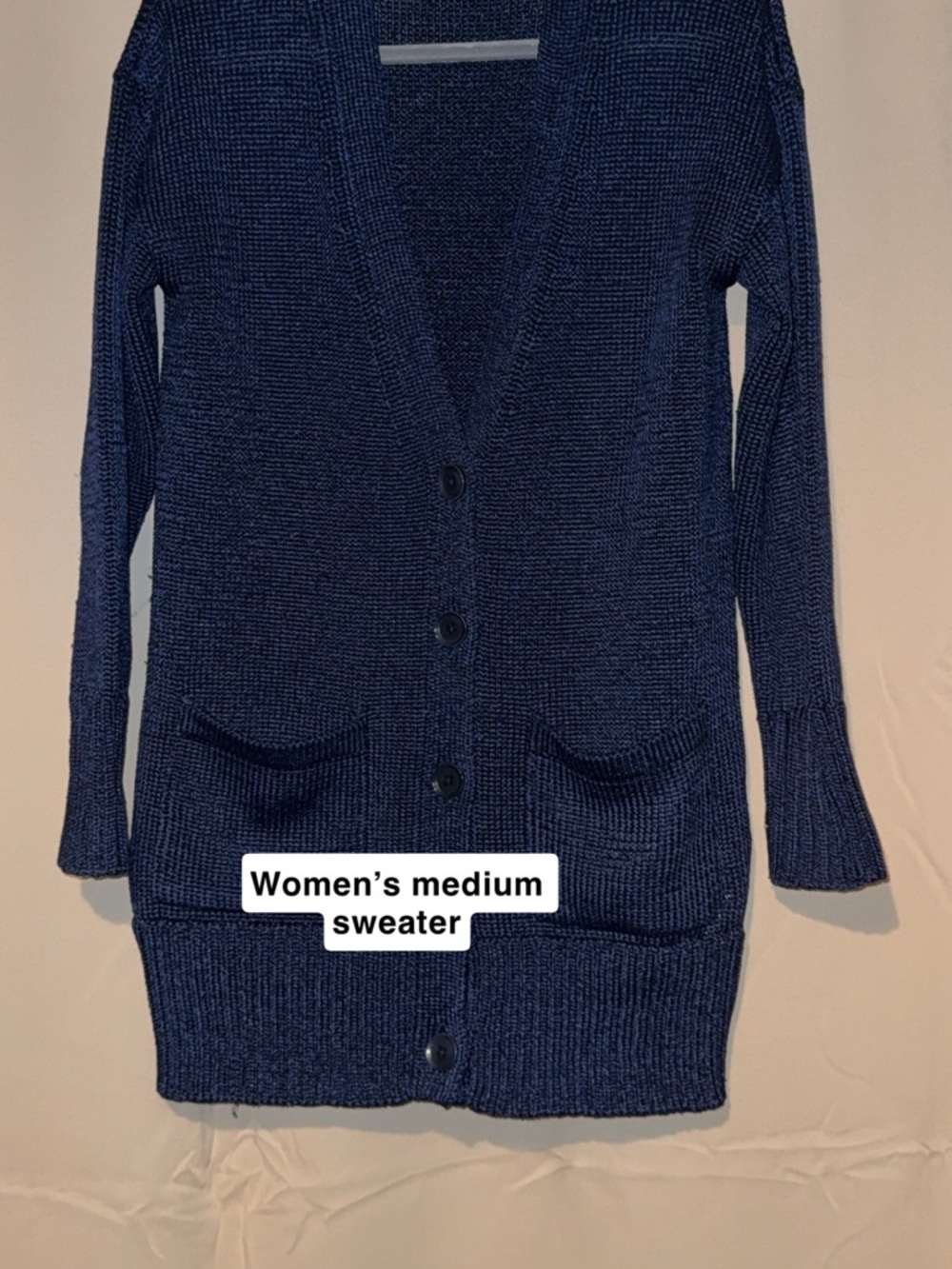 Women's Navy Button-Front Knit Cardigan Sweater